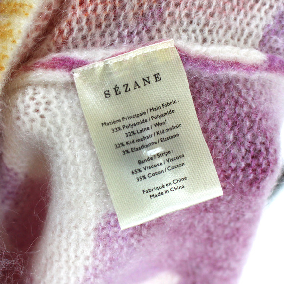 Sezane Aelie Floral Sweater Cardigan Pink Purple Wool Mohair Button Down Size XS - Picture 7 of 7